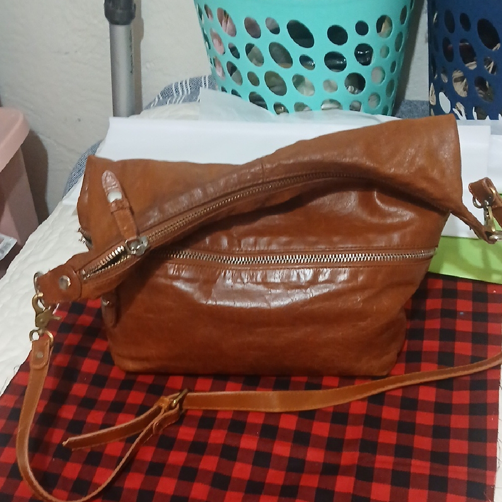 HOBO Tan Brown Leather Crossbody Bag